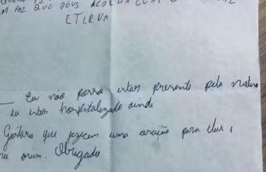 Menino hospitalizado em Torres escreve carta pedindo orações por mãe e avó que morreram após comer bolo